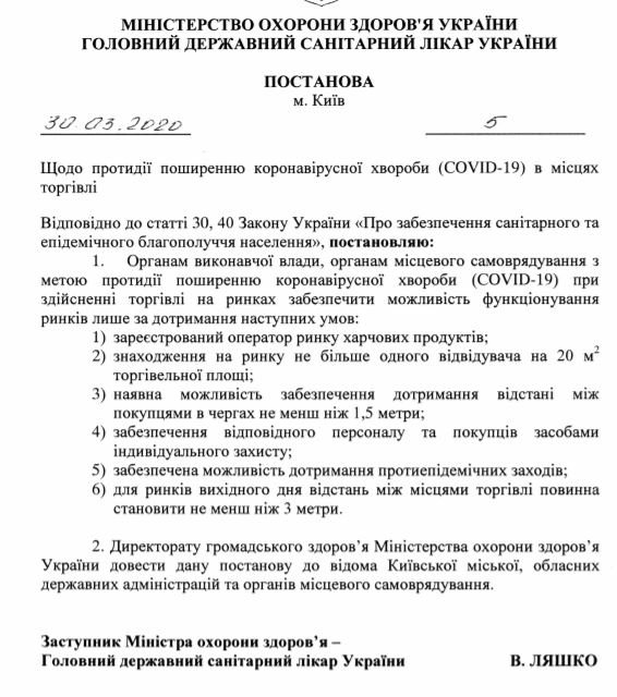 В Україні дозволили відкрити продуктові ринки: детально про правила роботи