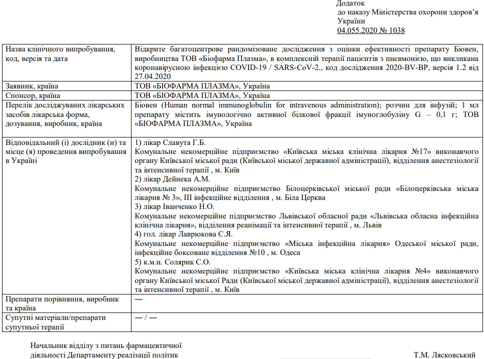 У МОЗ узгодили початок випробувань українського препарату проти коронавірусу: у яких містах