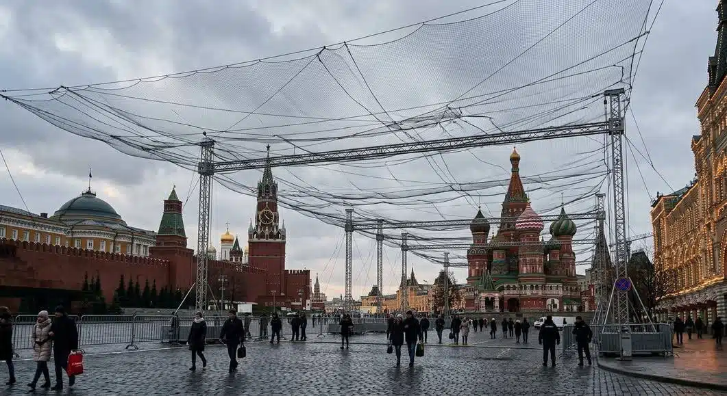 на Червоній Червоній площі в Москві натягують антидронові сітки